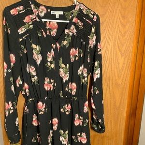 Black floral pink dress